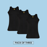 Classic Black Sleeveless Vest (Pack of 3)