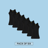 Classic Black Sleeveless Vest (Pack of  6)