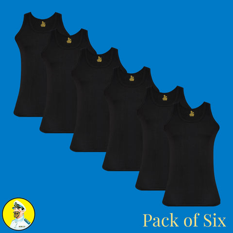 Classic Black Sleeveless Vest (Pack of  6)